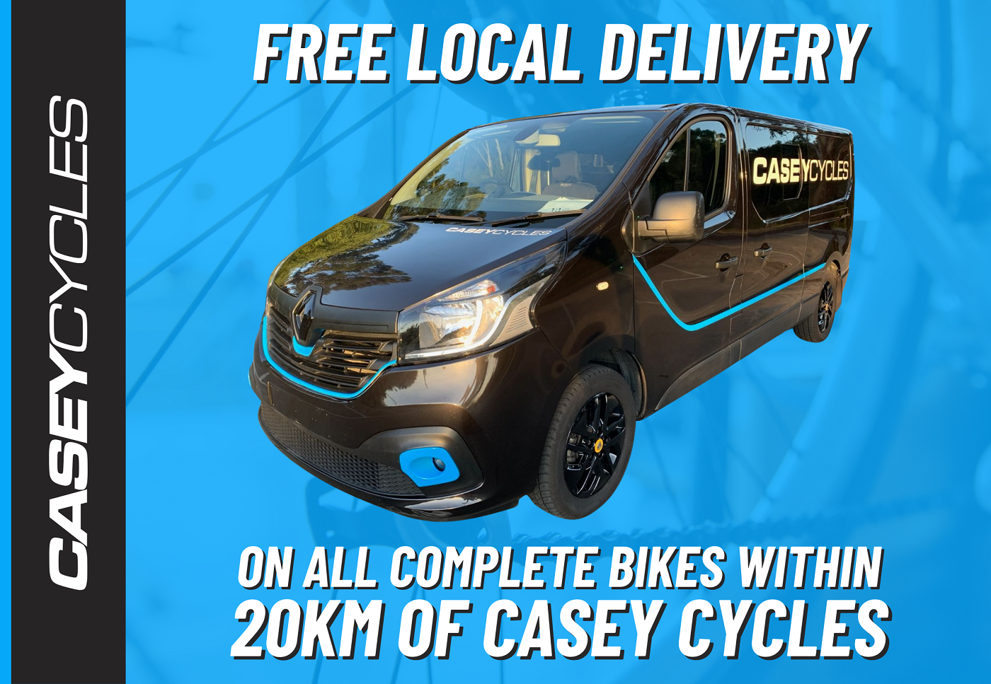 Buy any complete bike and receive free local delivery with 20km of Casey Cycles Cranbourne.