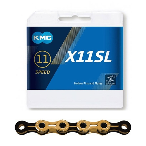 CHAIN - 11 Speed - KMC X11SL - 118L - Ti-N GOLD/BLACK - X-Superlight - w/Connect Link