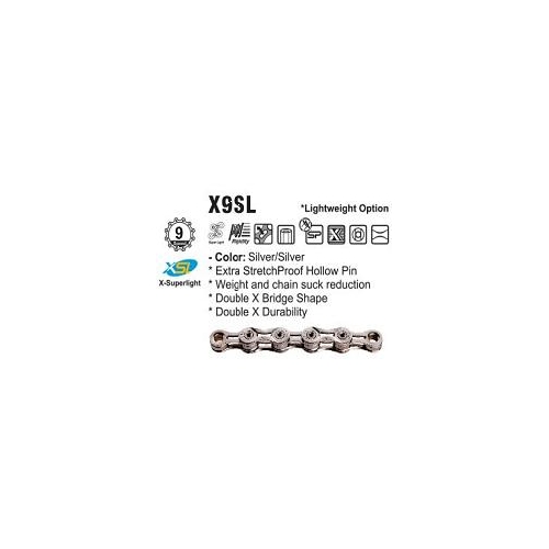 CHAIN - 9 Speed - KMC X9SL - 116L - SILVER - X-Superlight - w/Connect Link