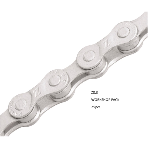 CHAIN WORKSHOP BOX - 6-8 Speed - KMC - Z8.3 - 116L - SILVER - w/Connect Link - Includes 25 Chains