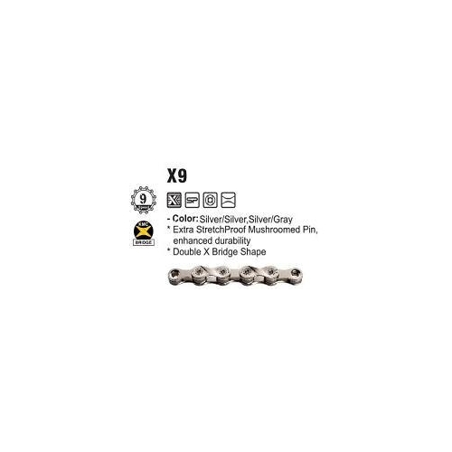 CHAIN - 9 Speed - KMC X9 - 116L - SILVER - w/Connect Link