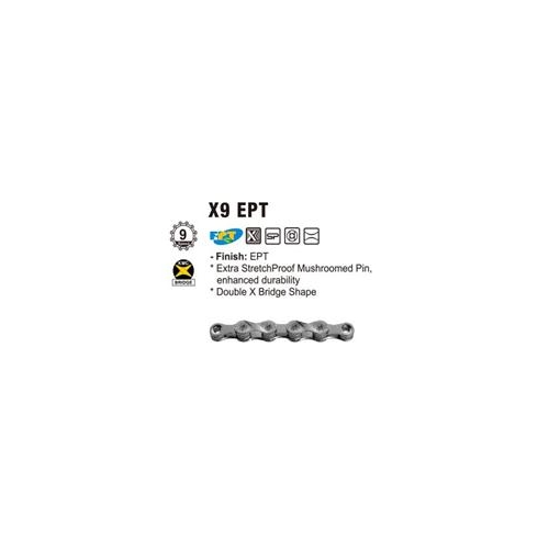 CHAIN - 9 Speed - KMC X9 EPT - 116L - DARK SILVER - EcoPro TeQ Coating - w/Connect Link