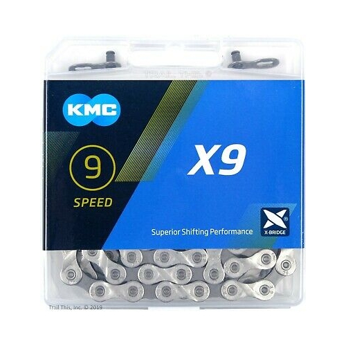 CHAIN - 9 Speed - KMC X9 - 116L - SILVER/GREY - w/Connect Link