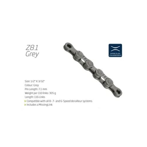 CHAIN - 6-8 Speed - KMC (New Model) - Z8.1 - 116L - GREY - w/Connect Link