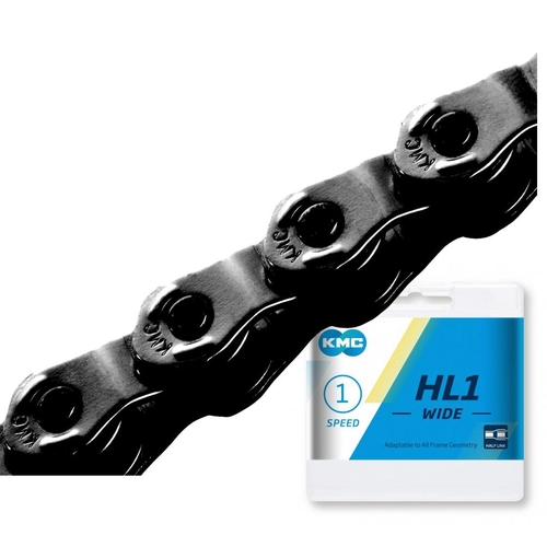 CHAIN - Single Speed - KMC HL1 - 100L - BLACK - w/Connect Pin - (Half Link Chain)