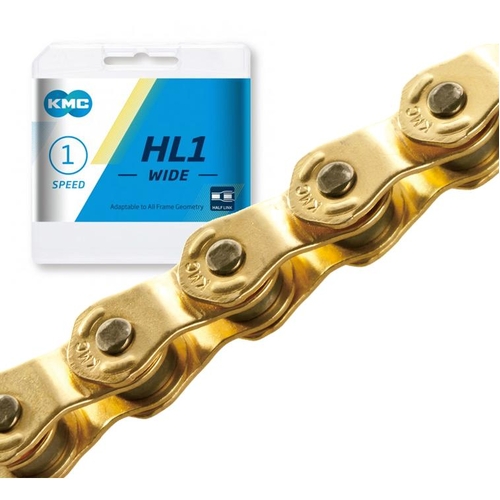 CHAIN - Single Speed - KMC HL1 - 100L - GOLD - w/Connect Pin - (Half Link Chain)
