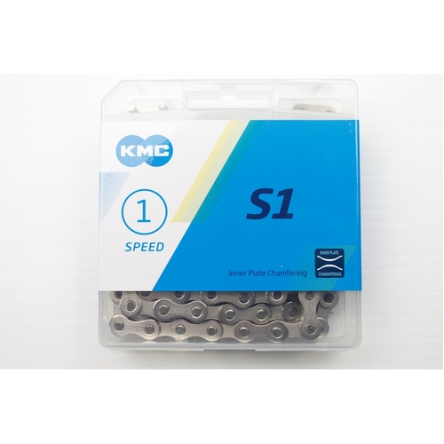 CHAIN - Single Speed-1/2 x 1/8  - KMC S1 - 112L -  SILVER   - (Chrome Look) - w/Connect Link
