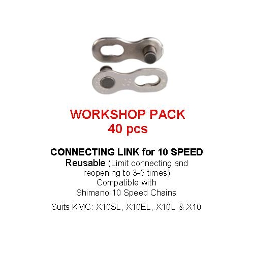 Connecting Link for10 Speed, KMC, Silver, 40pcs for WORKSHOP re-usable