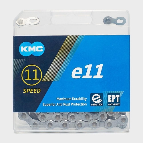 CHAIN - 11 Speed - KMC E11 EPT - 122L - DARK SILVER - EcoPro TeQ Coating - w/Connect Link - (Ebike Chain, higher pin power for e-Bike torque)