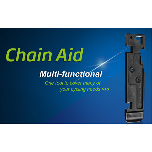 Chain Aid, MULTI-TOOL, hardy PP. black. KMC, Chain latch, missing link holder, Valve core remover/installer & tire lever