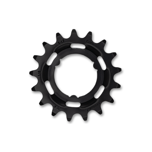 Sprocket R Shimano, ,Cr-Mo,   1/2 x 1/8" x 17T, black, for E-Bike. Quality KMC product - Works with Coaster & Internal gear hubs