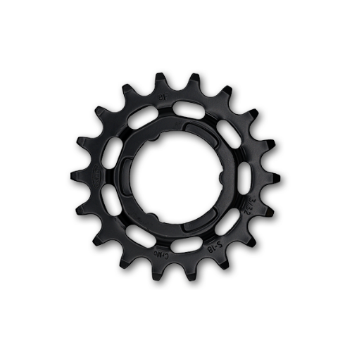 Sprocket R Shimano,  1/2 x 3/32" x 18T, cr-moly, black  for E-Bike.  Quality KMC product - Works with Coaster & Internal gear hubs