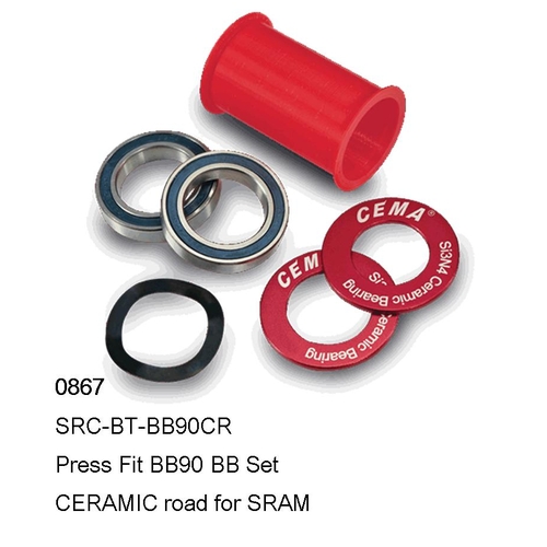 Press Fit BB90   B.B set Ceramic road Sram  W. 90.5 x od. 37.  Mod .SRC-BT-BB90CR