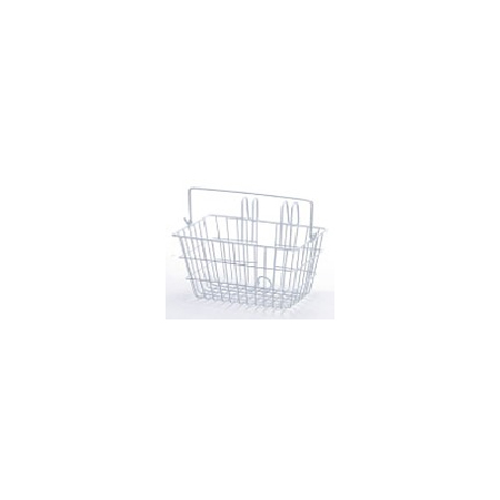 BASKET - Front, Wire, With Handle, Hooks onto Handlebars, White, 23cm x 37cm x 19cm