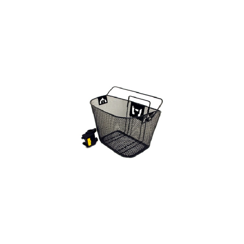 BASKET - Front, Mesh, With Fixed Angle Q/R Bracket, Black, 25cm x 34cm x 25cm