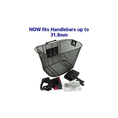 BASKET - Front, Mesh, With New Angle Adjustable Bracket, For Light Weight Cargo, Black, 25cm x 34cm x 25cm (25.4 to 31.8)