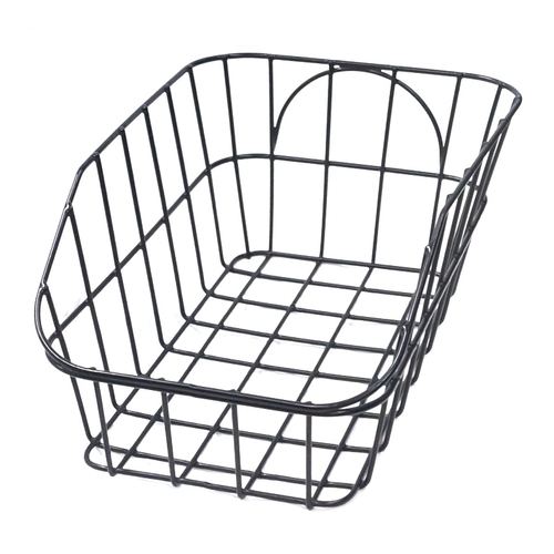 BASKET - Rear, Fixed Wire, With Fittings, Black, 465mm x 330mm x 210/110mm