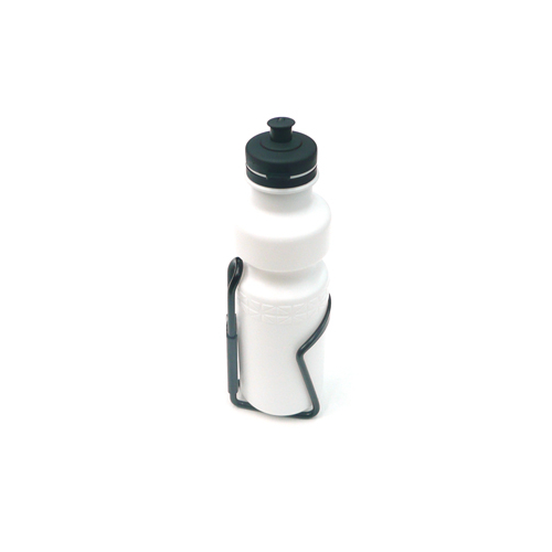 BOTTLE - WHITE - 750cc, With Black Alloy Cage