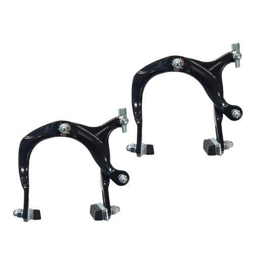 BRAKE - BMX Caliper Brake Set, 73-92mm Reach, Nutted, BLACK (Front & Rear)