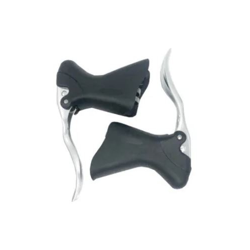 BRAKE LEVER - Promax Aero Aero Brake Lever, Alloy With Return Spring, SILVER With BLACK Hoods (Sold In Pairs)