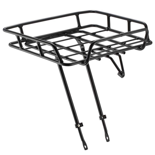 CARRIER - Front Rack, alloy,  adjustable for size: 26"-29",  powder coated,  black. MAX Load: 10kg-W43cm and L 34cm x 5cm deep.