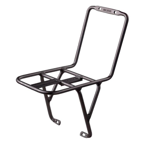 CARRIER - Front Rack. Alloy. Black. Max Load: 9kg (fits forks with brake pivots only)