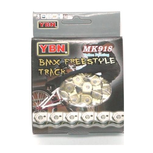 CHAIN - Half Link, 1/2 x 3/32 x 102L, Reinforced Top Plate & Solid Pins, GOLD (YBN MK-918N)