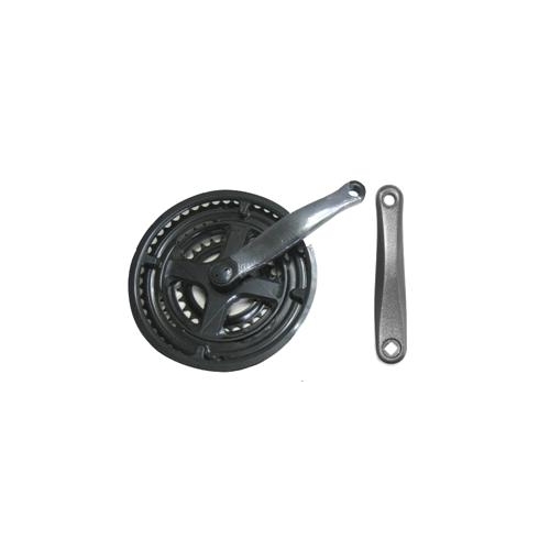 CHAINWHEEL SET  170mm x 28/38/48T, Steel, with Guard, BLACK