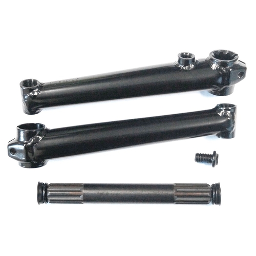 CRANK SET - 3 Piece, 175mm 19 x 8T GLOSS BLACK, solid spindle, w/bolt without B.B. sets