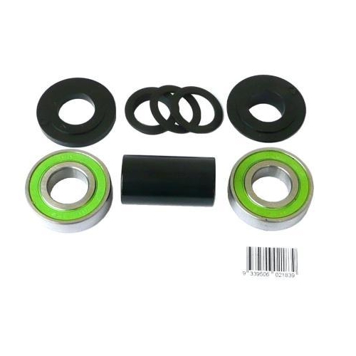 BOTTOM BRACKET SET - For 19mm, Mid Type, Does NOT Include Spindle, With Sealed Bearings, Set of 10 Pieces, BLACK