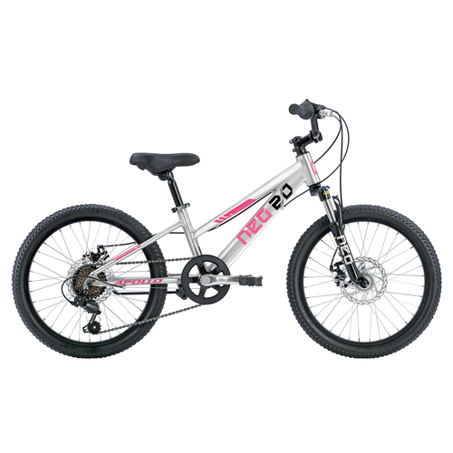 Neo+ Disc Kids 20" 6 Spd MTB - Brushed Alloy/Pink