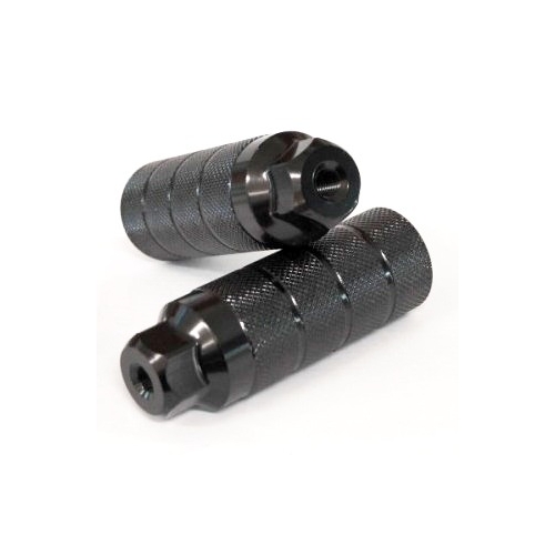FOOT PEGS, Pair,  3/8" x 26T Axle, 36 x 110mm Threaded, STEEL, BLACK. sold as pair