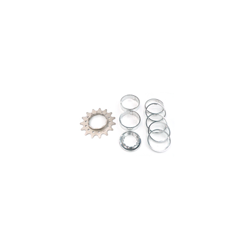 CONVERSION KIT - Single Speed, FLANGED CR-MO Drive Ring, 15T Lock Ring & Alloy Spacers (7 Spacers + Lockring)