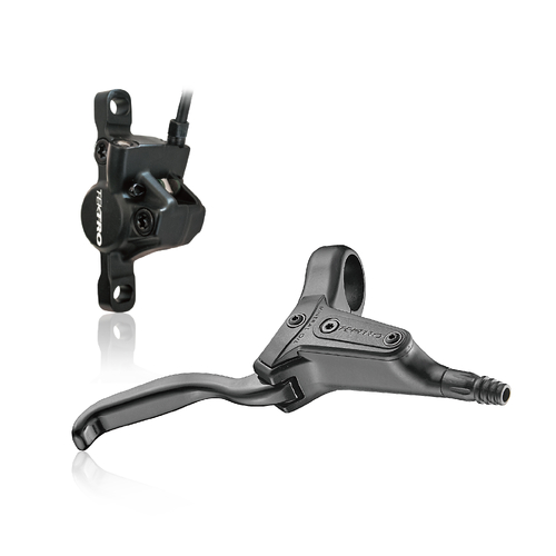 HYDRAULIC FRONT DISC BRAKE KIT - TEKTRO  L/H - 2 Piston, For SMALL frames, 2-fingers lever blade reach adjustment adjustment 65-75mm, black, w/o rotor
