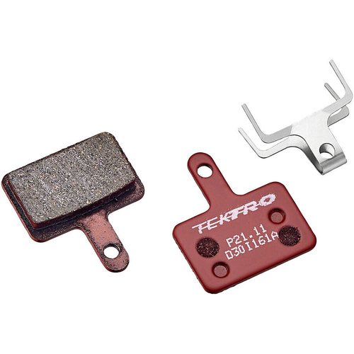 Disc brake pads, TEKTRO, Mod. P21.11, for 2 piston, w/return spring, red color - 5mm Thick Pad
