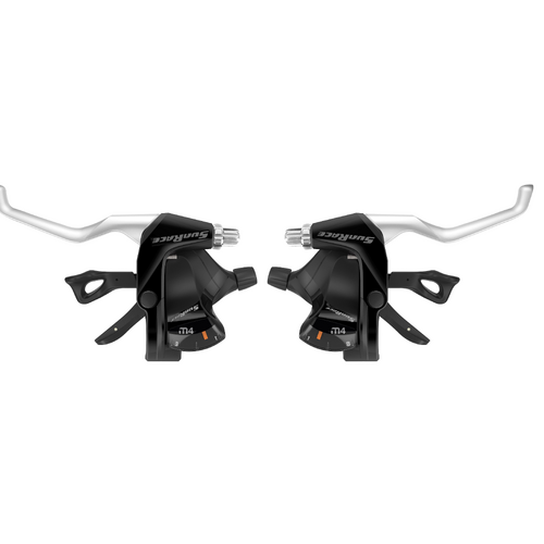 BRAKE & SHIFTER INTEGRATED SET - Right Hand 8 Speed, Left Hand 3 Speed, Thumb Tap Dual Trigger, Black WITH Silver Brake Lever nt