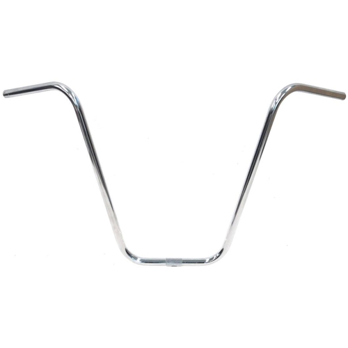 HANDLEBAR  22.2mm, 66cm Wide, 381mm Rise, Hi-Rise, Steel CP  SILVER (also available item #2604 22.2 - 25.4 sleeve)