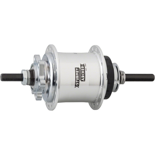 Sturmey Archer 3sp hub, Disc, RS-RK3 , 36Hole , Polished Silver . 135mm (Includes Twist Grip shifter & kit)