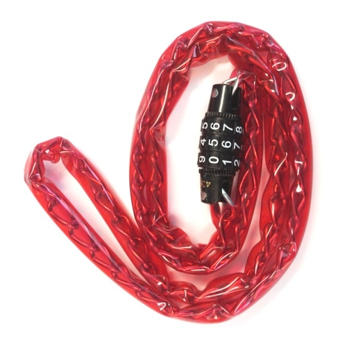 Lock, Combination chain lock , 2.3 x 915mm, 3 digit code, RED