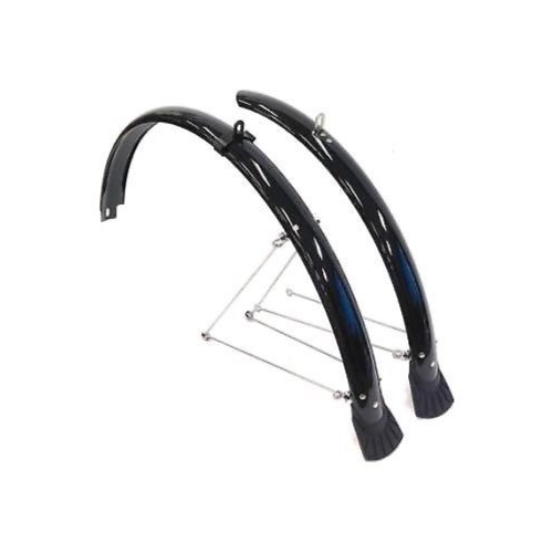 MUDGUARD SET  for 24" bikes, Front (w/1 stay) & Rear (w/2 stays) BLACK (50mm Wide) (Mounting bolts NOT included)