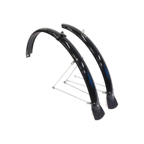 MUDGUARD SET  26, Front (w/1 stay) & Rear (w/2 stays) BLACK (50mm Wide)