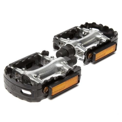 PEDALS  9/16" 110mm x 60mm, Steel Axle, ALLOY Body with STEEL Cage, BLACK