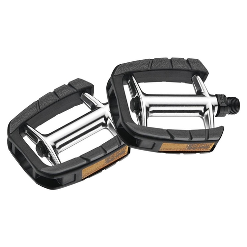 Pedals, comfort, alloy body and PP black tread, sealed bearing, 9/16" axle, Quality VP product