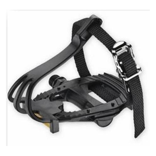 PEDALS,  BLACK, 9/16 axle,  P.P, inc Toe clip & straps