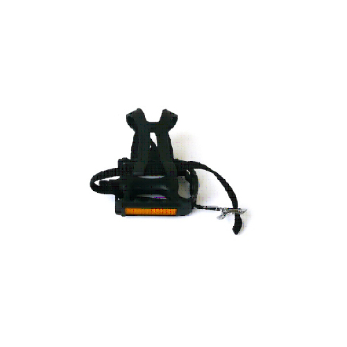 PEDALS  9/16" MTB, PP Body, with Toe Clips/Straps, BLACK