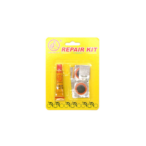 Repair kit on card, 6x25mm patches/solution/rasp