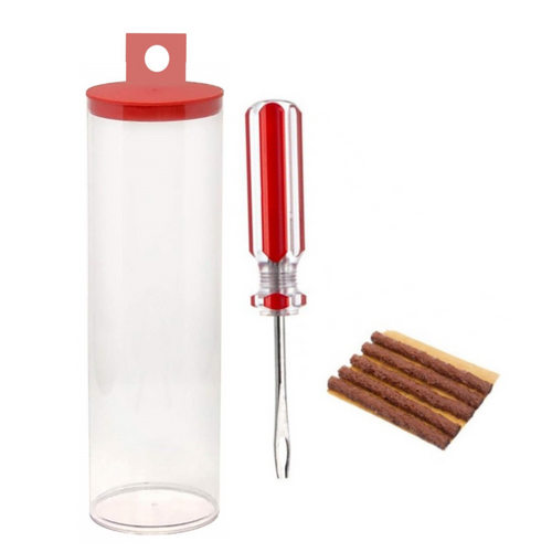 Tubeless tyre Repair Kit, Tool  + 3.5mm x 5cm x 5pcs Repair fibres,  in CLEAR TUBE