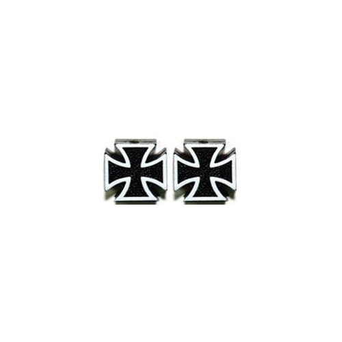 Valve cap for A/V,  Iron Cross, Black, Qty 2 in plastic bag