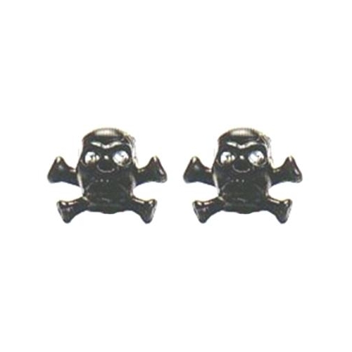 Valve Cap BLACK Skull, 2 pce