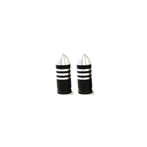 Valve Cap BLACK Bullet Stripes (bag of 2)